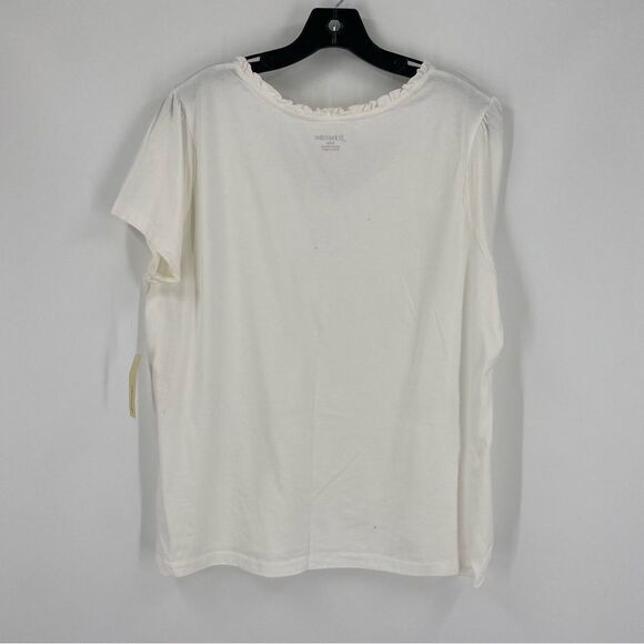 St. John’s Bay Women’s V Neck Short Sleeve Basic White Teeshirt XL - Picture 3 of 3